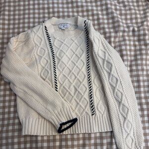 La Ligne for Target ivory Cable Knit Sweater with Black Trim, size medium GUC